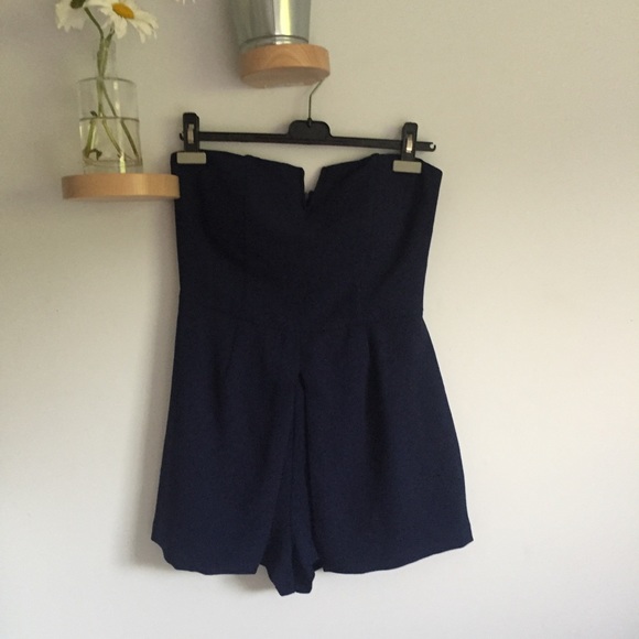 Dark Blue Strapless Romper - Picture 1 of 4